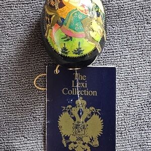 Hand-Painted Decorative Egg - Black & Green